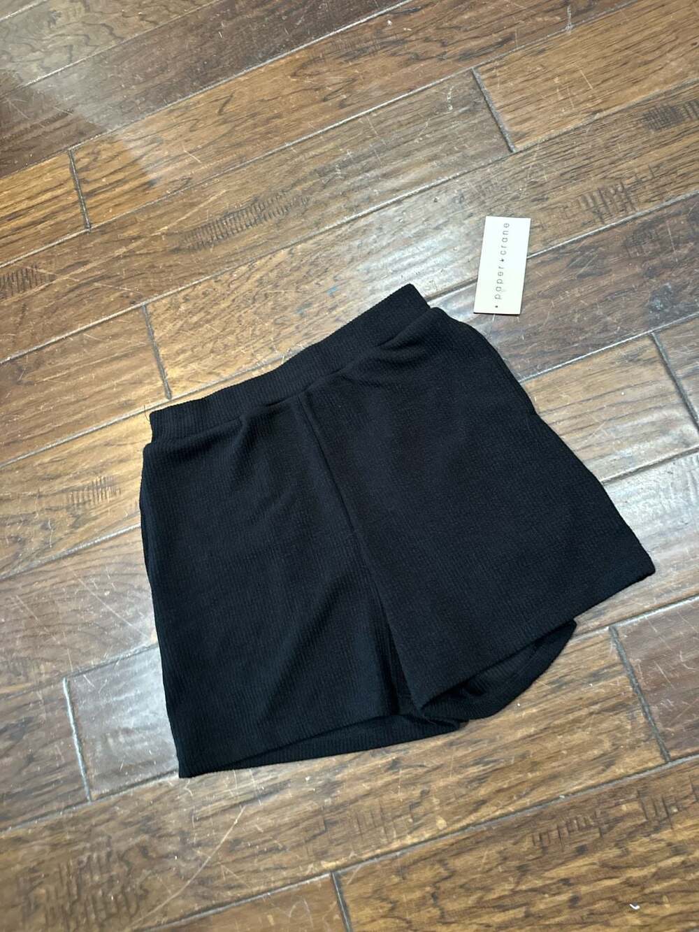 Paper Crane Black Ribbed Knit Lounge Shorts Size Medium